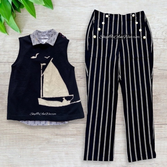 Charter Club pinstripe anchor print collared sleeveless button down top - Picture 5 of 11